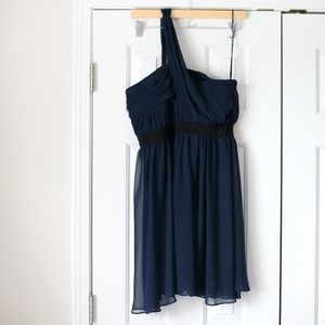 Vince Camuto navy one shoulder mini dress